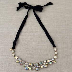 J Crew Rhinestone Grosgrain Ribbon Necklace